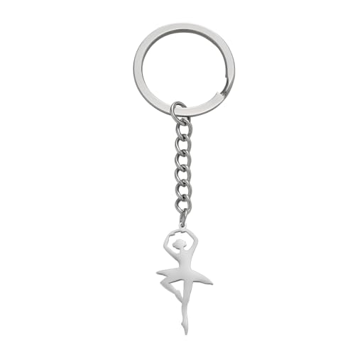 Amaxer Ballerina Schlüsselanhänger - Ballett Tanztänzerin Schmuck Inspirierende Gymnastik Team Geschenke Statement Kette - Styling 1, 24.5mm, Pink von Amaxer