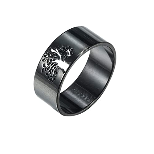 Amaxer Baum des Lebens Hohlring für Damen Herren Wikinger Lebensbaum Edelstahl Statement Band Fingerringe Schmuck Jubiläum Hochzeitspaar Geschenke (Schwarz, 10) von Amaxer