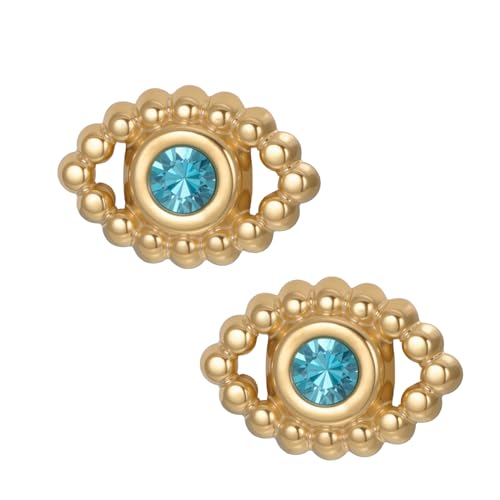 Amaxer Schicke blaue Ohrringe mit bösem Blick für Frauen CZ-Kristall Ohrstecker mit funkelnden Zirkoniasteinen und türkischem Glückssymbol (Gold) von Amaxer