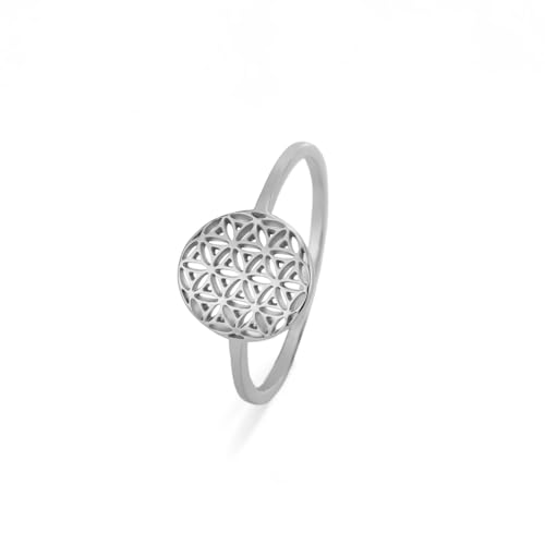 Amaxer Chic Blume des Lebens Samen des Lebens Mandala Heilige Geometrie Ring für Frauen Statement Ausgehöhlt Schmuck Fingerring für Mädchen, Edelstahl von Amaxer