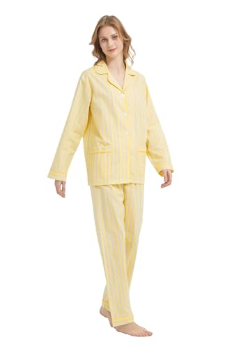 Amaxer Damen Zweiteiliger Schlafanzug Baumwolle Pyjama Set Langarm Nachtwäsche Hausanzug Sleepwear und Pyjamahose Lounge Sets von Amaxer