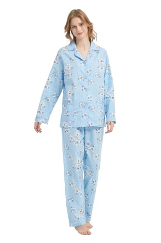 Amaxer Damen Zweiteiliger Schlafanzug Baumwolle Pyjama Set Langarm Nachtwäsche Hausanzug Sleepwear und Pyjamahose Lounge Sets von Amaxer