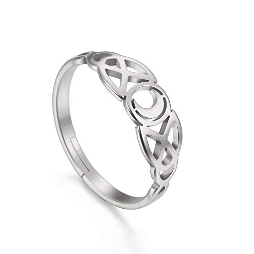 Amaxer Damenring Silber Edelstahl Irish Celtic Moon Ring Verstellbar (Silber) von Amaxer