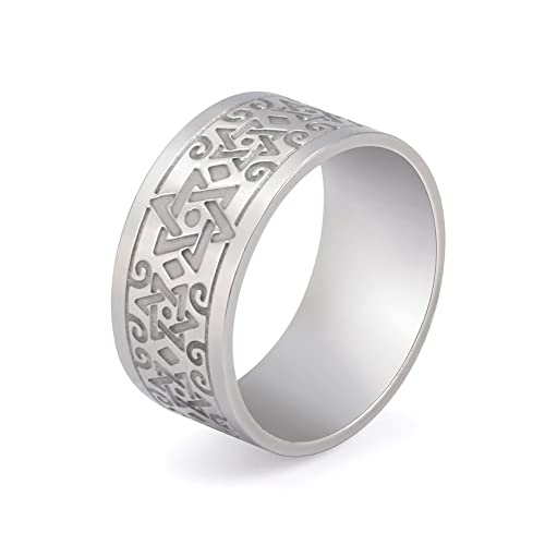 Amaxer Davidstern-Ring für Herren, Punk-Hexagramm-Ring, sechszackiger Davidschild, Edelstahl, jüdischer Schmuck, Amulett, religiöses Geschenk für Männer und Frauen (Silber, 8) von Amaxer