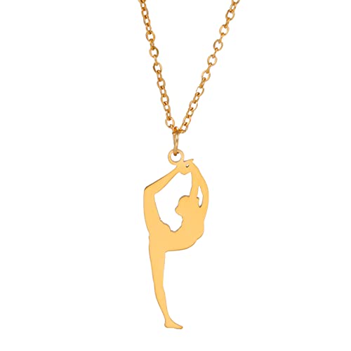 Amaxer Gymnastik-Halskette für Mädchen Cheerleader Cheerleading Eiskunstlauf Edelstahl Gymnastikschmuck Geschenke Anhänger Halskette für Turnerin Frauen Mädchen (Gymnastik-Styling 4-G) von Amaxer