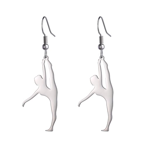 Amaxer Gymnastik Ohrringe für Mädchen Turner Geschenke Herz Gymnastik Schmuck Inspirierende Gymnastik Team Geschenke Statement Dangle Drop Ohrringe Schmuck Geschenk, Edelstahl von Amaxer