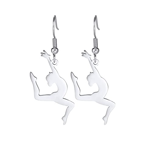 Amaxer Gymnastik Ohrringe für Mädchen Turner Geschenke Herz Gymnastik Schmuck Inspirierende Gymnastik Team Geschenke Statement Dangle Drop Ohrringe Schmuck Geschenk, Edelstahl von Amaxer