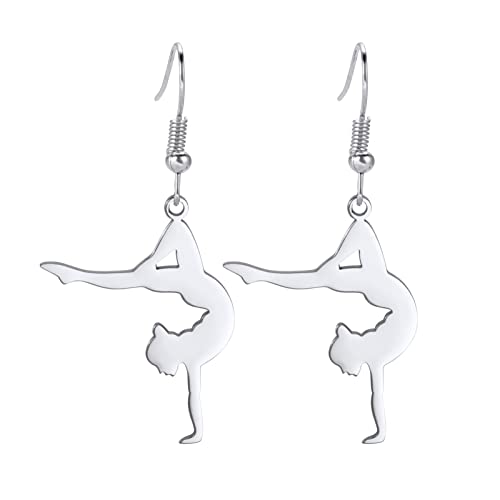 Amaxer Gymnastik Ohrringe für Mädchen Turner Geschenke Herz Gymnastik Schmuck Inspirierende Gymnastik Team Geschenke Statement Dangle Drop Ohrringe Schmuck Geschenk (Gymnastik Styling 6) von Amaxer
