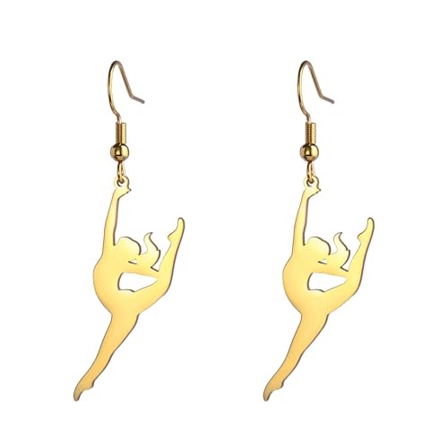 Amaxer Gymnastik Ohrringe für Mädchen Turner Geschenke Herz Gymnastik Schmuck Inspirierende Gymnastik Team Geschenke Statement Dangle Drop Ohrringe Schmuck Geschenk (Gymnastik Styling 9-G) von Amaxer