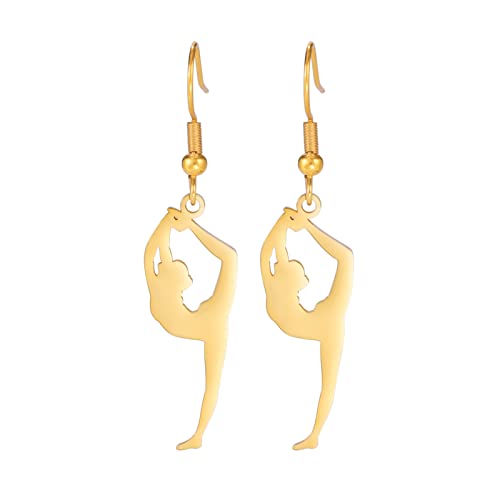 Amaxer Gymnastik Ohrringe für Mädchen Turner Geschenke Herz Gymnastik Schmuck Inspirierende Gymnastik Team Geschenke Statement Dangle Drop Ohrringe Schmuck Geschenk, Edelstahl von Amaxer