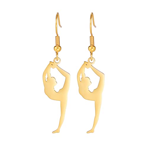Amaxer Gymnastik Ohrringe für Mädchen Turner Geschenke Herz Gymnastik Schmuck Inspirierende Gymnastik Team Geschenke Statement Dangle Drop Ohrringe Schmuck Geschenk (Gymnastik Styling 4-G) von Amaxer