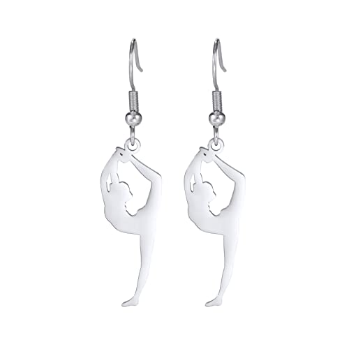 Amaxer Gymnastik Ohrringe für Mädchen Turner Geschenke Herz Gymnastik Schmuck Inspirierende Gymnastik Team Geschenke Statement Dangle Drop Ohrringe Schmuck Geschenk, Edelstahl von Amaxer