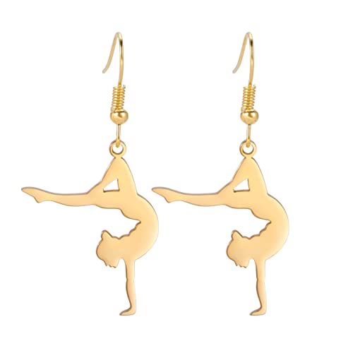 Amaxer Gymnastik Ohrringe für Mädchen Turner Geschenke Herz Gymnastik Schmuck Inspirierende Gymnastik Team Geschenke Statement Dangle Drop Ohrringe Schmuck Geschenk, Edelstahl von Amaxer