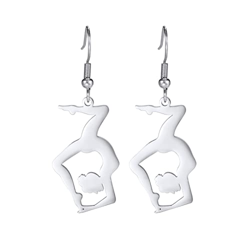 Amaxer Gymnastik Ohrringe für Mädchen Turner Geschenke Herz Gymnastik Schmuck Inspirierende Gymnastik Team Geschenke Statement Dangle Drop Ohrringe Schmuck Geschenk, Edelstahl von Amaxer