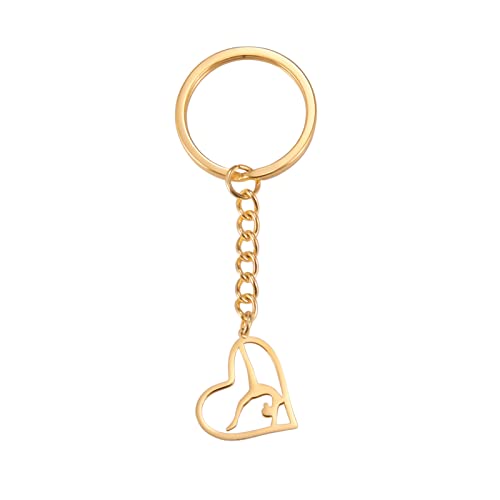 Amaxer Gymnastik Schlüsselanhänger Turner Geschenke Herz Gymnastik Schmuck Inspirierende Gymnastik Team Geschenke Statement Kette Schlüsselanhänger Schlüsselanhänger, Heart Gymnastics - G von Amaxer