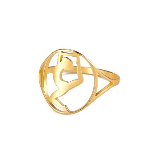 Amaxer Gymnastikring für Mädchen Gymnastik Yoga Pose Fingerring Edelstahl Schmuck Geschenke für Turnerin Frauen Mädchen, Edelstahl von Amaxer