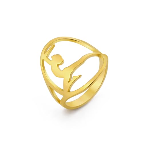 Amaxer Gymnastikring für Mädchen Gymnastik Yoga Pose Fingerring Edelstahl Schmuck Geschenke für Turnerin Frauen Mädchen, Edelstahl von Amaxer