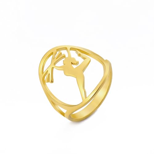 Amaxer Gymnastikring für Mädchen Gymnastik Yoga Pose Fingerring Edelstahl Schmuck Geschenke für Turnerin Frauen Mädchen, Edelstahl von Amaxer