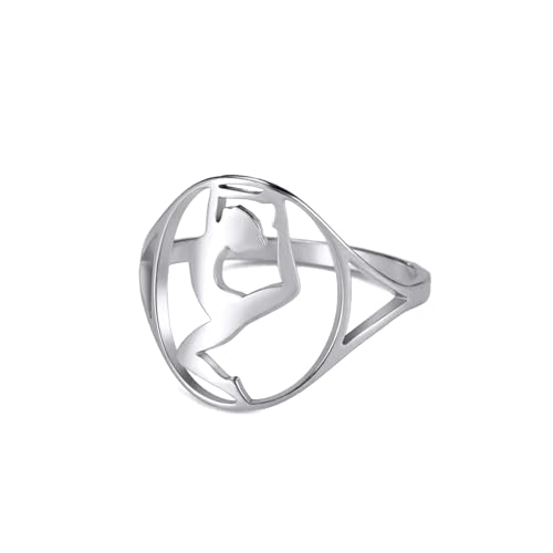 Amaxer Gymnastikring für Mädchen Gymnastik Yoga Pose Fingerring Edelstahl Schmuck Geschenke für Turnerin Frauen Mädchen, Edelstahl von Amaxer