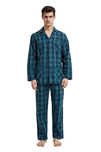 Amaxer Herren Schlafanzug Baumwolle Pyjamas Set,Grüner Platz,3XL von Amaxer