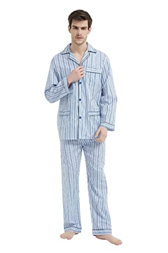 Amaxer Herren Schlafanzug Baumwolle Pyjamas Set Langarm Hose von Amaxer