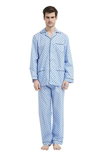 Amaxer Herren Schlafanzug Baumwolle Pyjamas Set Langarm Hose von Amaxer