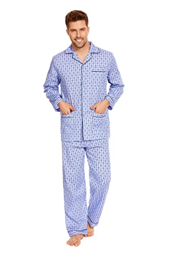 Amaxer Herren Zweiteiliger Schlafanzug Kariert Baumwolle Pyjama Set Nachtwäsche Hausanzug Langarm Oberteil mit Taschen Schlafanzughose mit Kordelzug Quadrat auf Blau 02 XXL Amaxer Herren Zweiteiliger Schlafanzug Kariert Baumwolle Pyjama Set Nachtwäsche Hausanzug Langarm Oberteil mit Taschen Schlafanzughose mit Kordelzug Quadrat auf Blau 02 XXL von Amaxer