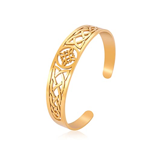 Amaxer Hexenknoten-Armband für Frauen, Hexerei, keltischer Knoten, Amulett, Glück, irischer, Liebesknoten, Vintage-Wikinger, verstellbares Armband (Stil1-Gold) von Amaxer