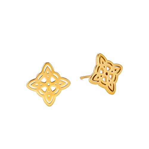 Amaxer Minimalistische Hexenknoten Ohrstecker Hexerei keltischer Knoten Amulett Vintage Statement Edelstahl Schmuck für Frauen Mädchen Geburtstagsgeschenk, Edelstahl von Amaxer