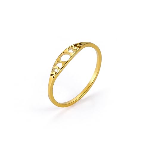 Amaxer Mondphase Ring für Frauen Edelstahl Halbmond Mondphase Hexe Amulett Schmuck Fingerring für (Gold, 10) von Amaxer