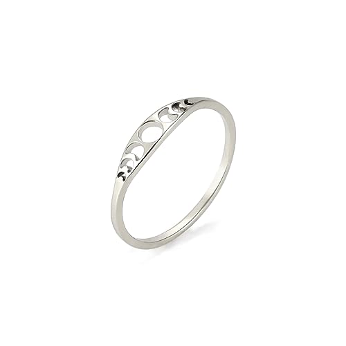 Amaxer Mondphase Ring für Frauen Edelstahl Halbmond Mondphase Hexe Amulett Schmuck Fingerring für (Silber, 7) von Amaxer