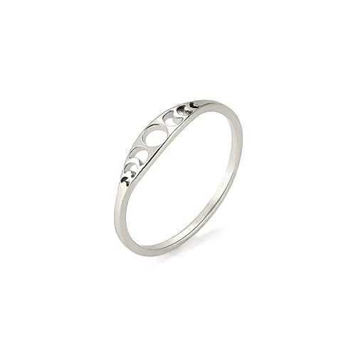 Amaxer Mondphase Ring für Frauen Edelstahl Halbmond Mondphase Hexe Amulett Schmuck Fingerring für (Silber, 10) von Amaxer