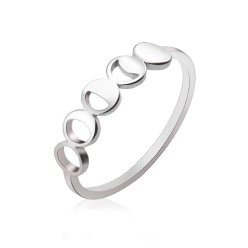 Amaxer Mondphasenring für Frauen Edelstahl Halbmond Mondphase Hexe Amulett Schmuck Fingerring für Mädchen, Edelstahl von Amaxer