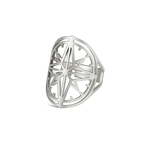 Amaxer North Star Ring für Frauen aus Edelstahl Starburst Hollow Out Open Adjustable Finger Ring Schmuck Geschenke für Frauen Mädchen Freunde (Silber) von Amaxer