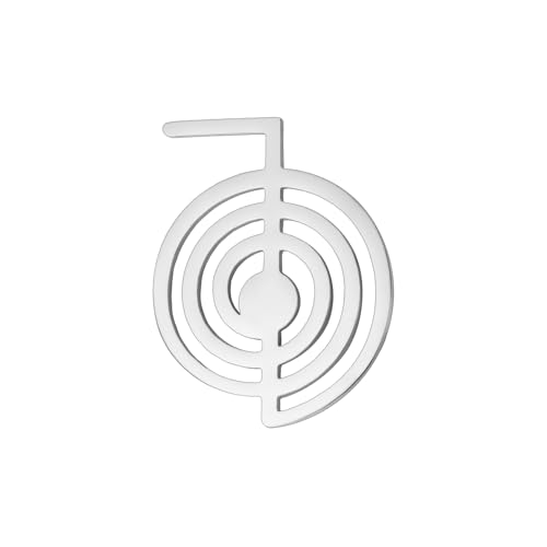 Amaxer Reiki Cho Ku Rei Brosche Pin für Frauen Männer Heilenergie Yoga Kraft Heilige Geometrie Schutz Amulett Broschen Pin Rucksack Abzeichen Hut Tasche Dekoration Zubehör (Silber) von Amaxer