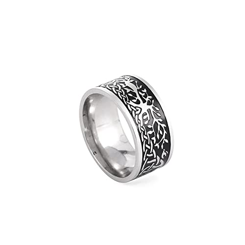 Amaxer Ring aus Edelstahl, Vintage, Wikinger, irischer keltischer Knoten, Baum des Lebens, Blume des Lebens, Wirbelring, Ehering, Statement-Schmuck, für Damen und Herren, 7-13, Edelstahl, von Amaxer