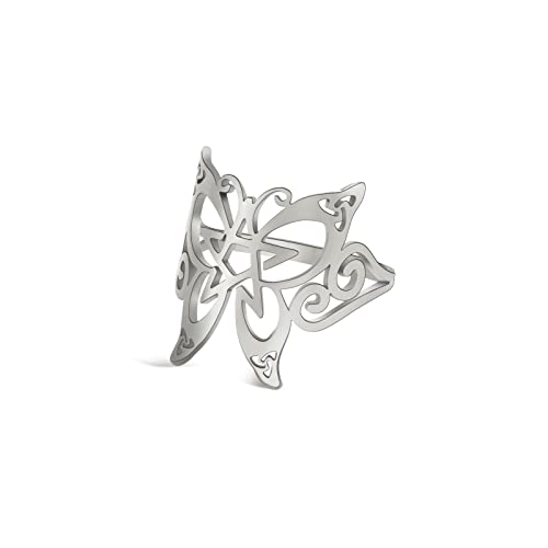 Amaxer Schmetterlings-Pentakelringe für Frauen, Wicca, Pentagramm-Ringe, Tier-Design, Edelstahl, ausgehöhlt, Statement-Band, Fingerringe, Schmuckgeschenke, 7-13, Edelstahl von Amaxer