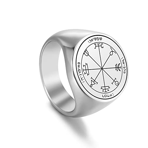 Amaxer Siegel des Solomon-Rings für Männer Siegelringe aus Edelstahl, Pentagramm von Merkur, Mars, Saturn, Talisman, Reichtum, Ehre, Erfolg, Schutz, Amulett, Statement-Bandring von Amaxer