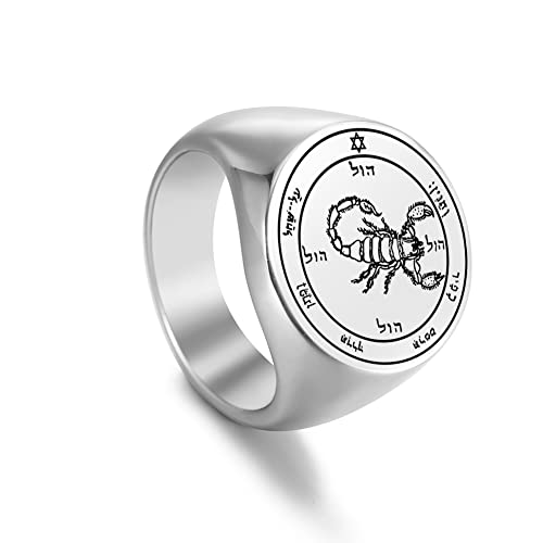 Amaxer Siegel des Solomon-Rings für Männer Siegelringe aus Edelstahl, Pentagramm von Merkur, Mars, Saturn, Talisman, Reichtum, Ehre, Erfolg, Schutz, Amulett, Statement-Bandring von Amaxer