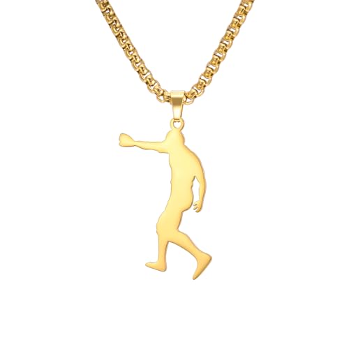 Amaxer Sport Baseball-Halskette Baseball-Spieler Athletische Wesentliche Bewegung Inspirational Schmuck Anhänger Box Kette Halskette für Sport-Liebhaber (Fänger - Gold) von Amaxer