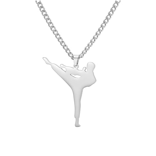 Amaxer Halskette mit Anhänger für Kung Fu Kampfsport, Bodybuilder, Fitness, Leichtathletik, Sportliebhaber, L50, Edelstahl von Amaxer