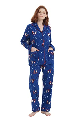 Amaxer Thermo Flanell Schlafanzug Damen 100% Baumwolle Pyjama Set Lang Winter Warmer Sleepwear Amaxer Thermo Flanell Schlafanzug Damen 100% Baumwolle Pyjama Set Lang Winter Warmer Sleepwear von Amaxer
