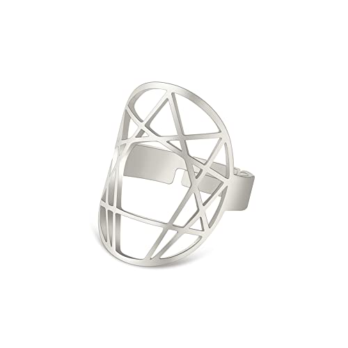 Amaxer Traumfänger Ring für Frauen Gear Crane Enneagramm Meditation Symbol Statement ausgehöhlte Out Open Verstellbarer Fingerring Schmuck Geschenke für Frauen Mädchen, Metall von Amaxer