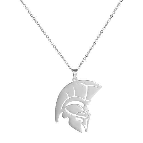 Amaxer Viking Ancient Spartan Battle Roman Helm Spartan Legions Helmet Charm Anhänger Halskette für Männer Frauen (Silber) von Amaxer