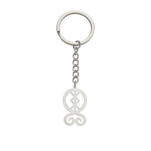 Amaxer Viking Norse Bind Rune zum Schutz Schlüsselanhänger Wikinger Runen Nordic Amulett Schmuck Inspirierende Geschenke Kette Schlüsselanhänger Schlüsselanhänger, silber, 24.5mm von Amaxer
