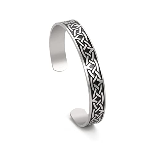 Amaxer Wikinger Irisch-Nordisch Keltischer Knoten Armband Herren Keltische Armspange Edelstahl Vintage Symbol Norse Amulett Schmuck Offene Manschette Armband für Frauen Männer (Knoten-Schwarz) von Amaxer