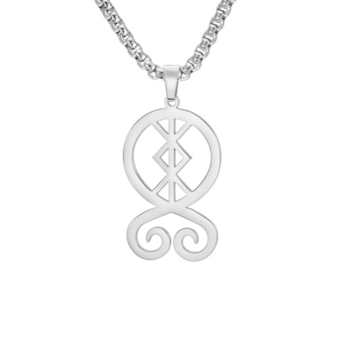 Amaxer Wikinger Norse Bind Rune zum Schutz Halskette Wikinger Runen Nordic Amulett Schmuck Anhänger Box Kette Halskette für Männer (Silber) von Amaxer