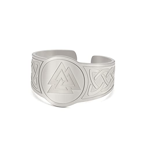 Amaxer Wikinger Ring für Männer nordisches nordisches Odin Symbol Valknut Triskele Triskelion Edelstahl offen verstellbar Statement Band Ring für Männer Frauen, Edelstahl von Amaxer