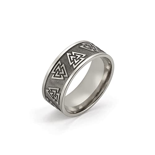 Amaxer Wikinger Valknut Ringe für Männer Triskele Triskelion Ring für Männer Triple Spiral Amulett Ringe Vintage Nordic Wicca Schmuck Geschenk für Männer Frauen (Valknut, 9) von Amaxer