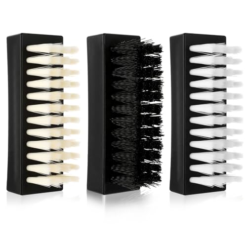 Amaxiu 3er Pack Handnagelbürste zum Reinigen von Fingernägeln, langlebiges Nylon feste Handbürste, steife Scheuerborsten Nagelschrubberbürsten für Männer Mechaniker Gärtner (Schwarz + Gelb + Weiß) von Amaxiu